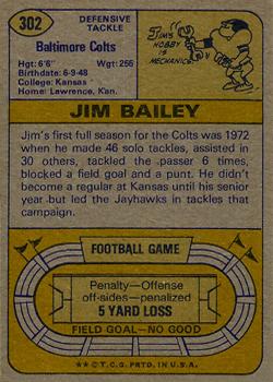 1974 Topps #302 Jim Bailey back image