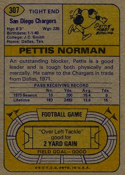1974 Topps #307 Pettis Norman back image