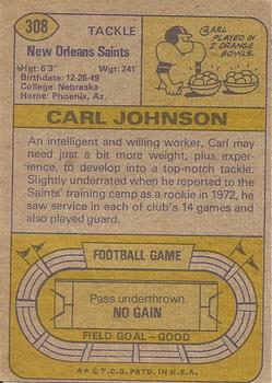 1974 Topps #308 Carl Johnson RC back image