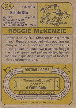 1974 Topps #314 Reggie McKenzie RC back image