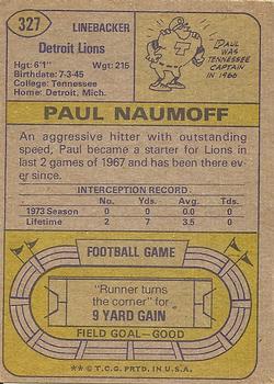 1974 Topps #327 Paul Naumoff back image