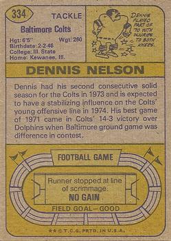 1974 Topps #334 Dennis Nelson RC back image