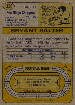1974 Topps #338 Bryant Salter back image