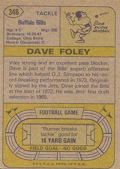 1974 Topps #346 Dave Foley back image