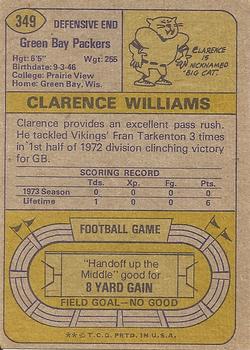 1974 Topps #349 Clarence Williams back image