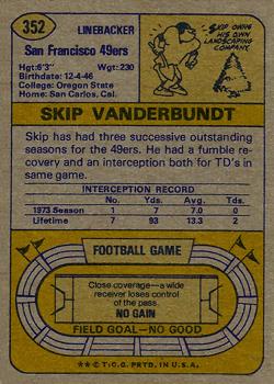 1974 Topps #352 Skip Vanderbundt back image