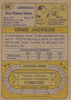 1974 Topps #366 Ernie Jackson RC back image