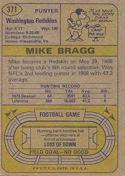 1974 Topps #371 Mike Bragg back image