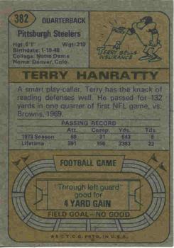 1974 Topps #382 Terry Hanratty back image