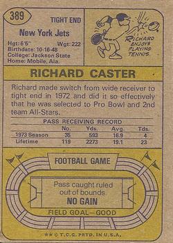 1974 Topps #389 Richard Caster back image