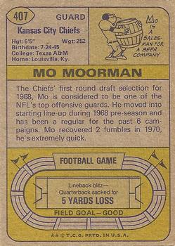 1974 Topps #407 Mo Moorman back image