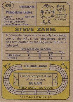 1974 Topps #428 Steve Zabel back image