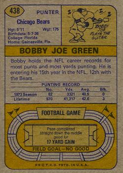 1974 Topps #438 Bobby Joe Green back image