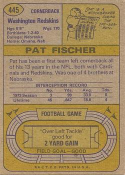 1974 Topps #445 Pat Fischer back image