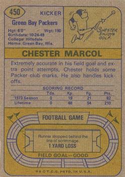1974 Topps #450 Chester Marcol back image