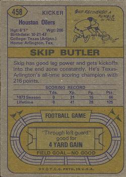 1974 Topps #458 Skip Butler RC back image
