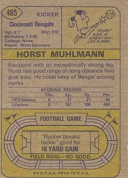 1974 Topps #465 Horst Muhlmann back image