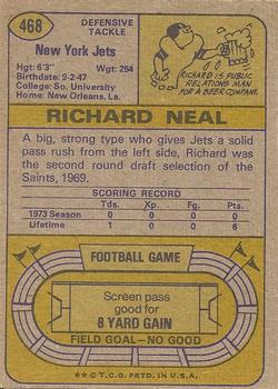 1974 Topps #468 Richard Neal back image