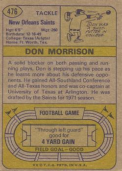 1974 Topps #476 Don Morrison back image