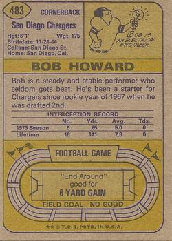 1974 Topps #483 Bob Howard RC back image