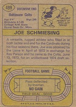 1974 Topps #499 Joe Schmiesing RC back image