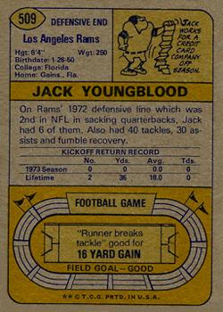1974 Topps #509 Jack Youngblood back image
