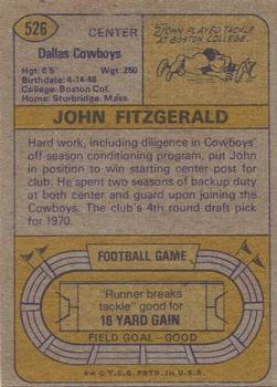 1974 Topps #526 John Fitzgerald RC back image