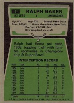 1975 Topps #9 Ralph Baker back image