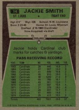 1975 Topps #14 Jackie Smith back image