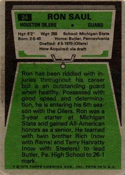 1975 Topps #24 Ron Saul back image