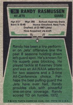 1975 Topps #36 Randy Rasmussen back image