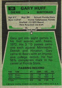 1975 Topps #38 Gary Huff back image
