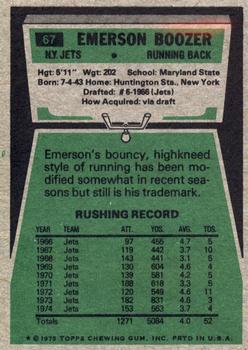 1975 Topps #67 Emerson Boozer back image
