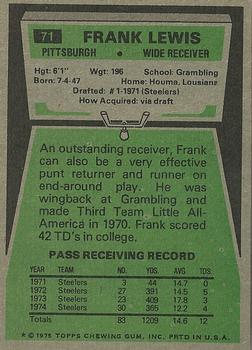 1975 Topps #71 Frank Lewis back image