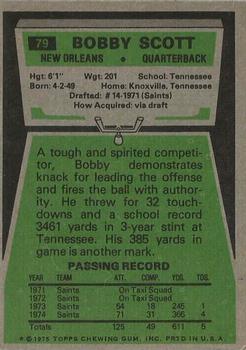 1975 Topps #79 Bobby Scott RC back image