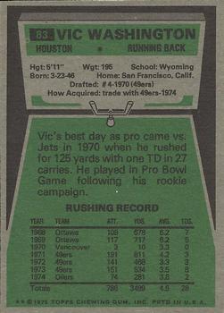 1975 Topps #83 Vic Washington back image