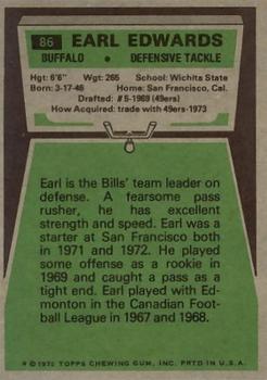 1975 Topps #86 Earl Edwards RC back image