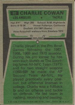 1975 Topps #92 Charlie Cowan back image