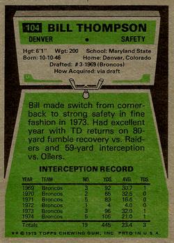 1975 Topps #104 Bill Thompson back image