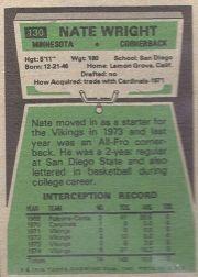 1975 Topps #130 Nate Wright RC back image