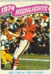 1975 Topps #455 John James HL/Record 96 Punts