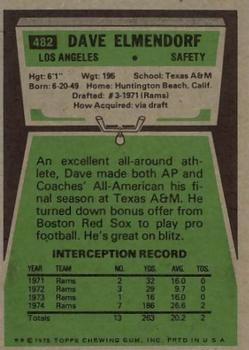 1975 Topps #482 Dave Elmendorf back image