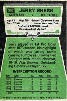 1975 Topps #507 Jerry Sherk back image