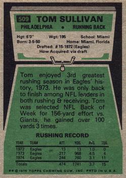1975 Topps #509 Tom Sullivan RC back image