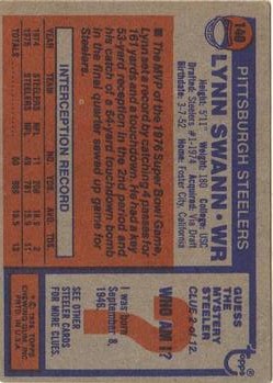 1976 Topps #140 Lynn Swann AP back image