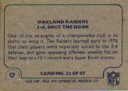1977 Fleer Team Action #22 Oakland Raiders back image