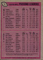 1977 Topps #1 Passing Leaders/James Harris/Ken Stabler back image