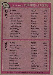 1977 Topps #6 Punting Leaders/John James/Marv Bateman back image