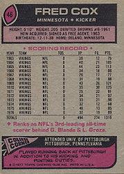 1977 Topps #46 Fred Cox back image