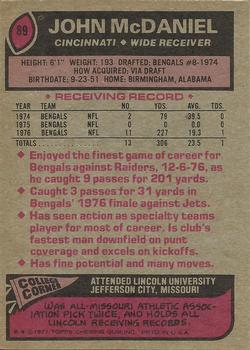 1977 Topps #89 John McDaniel RC back image